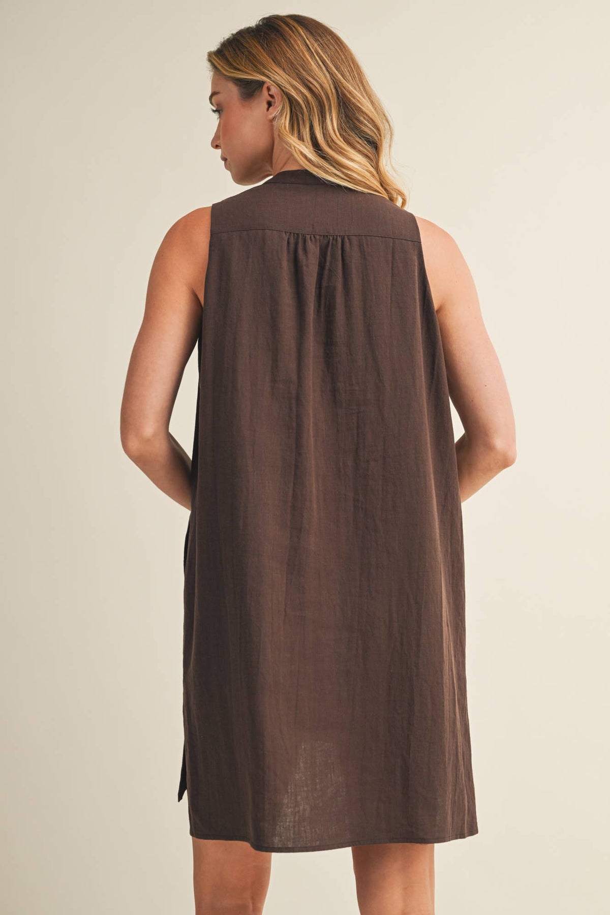 Sleeveless Stand Collar Shift Dress