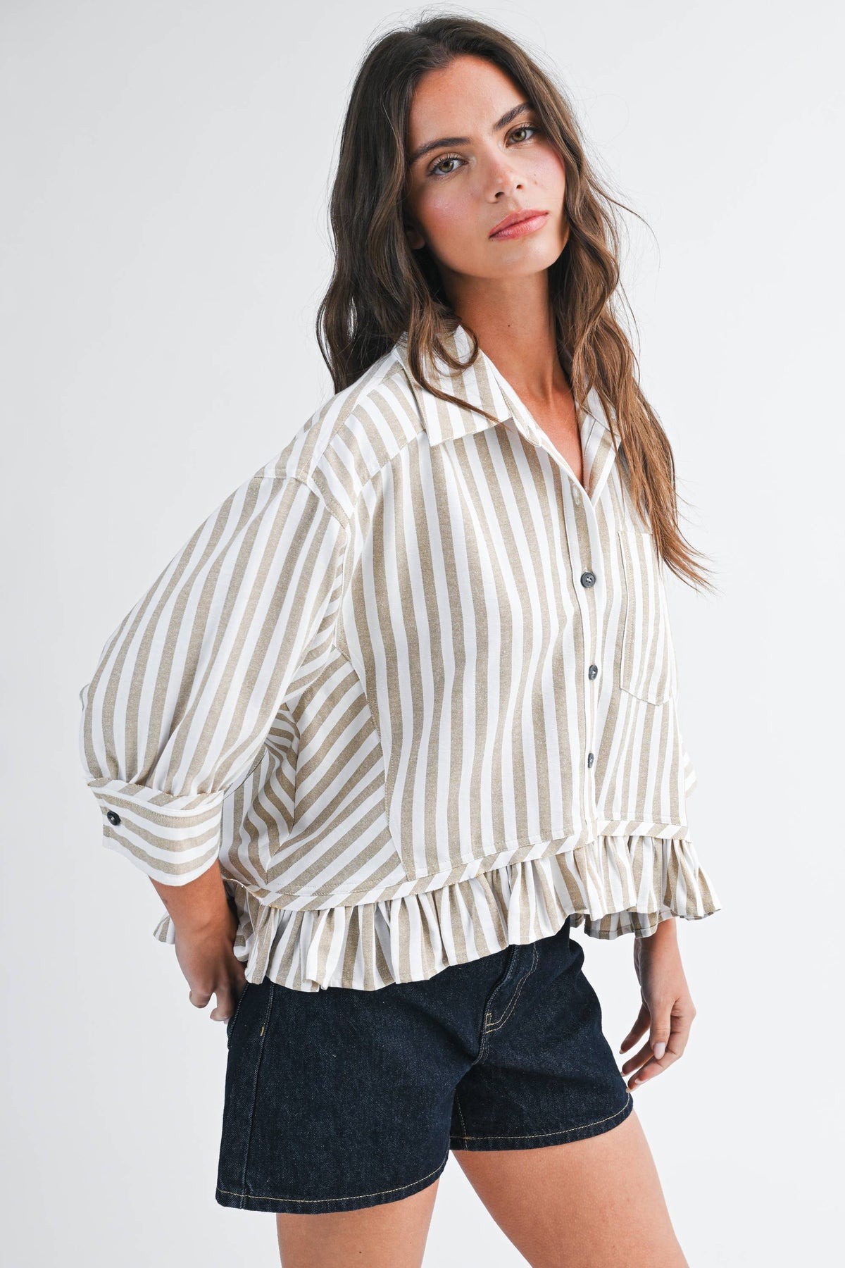 Ruffle Button Down Top