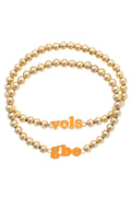 Tennessee Vols Slogan Ball Bead Bracelet Set of 2