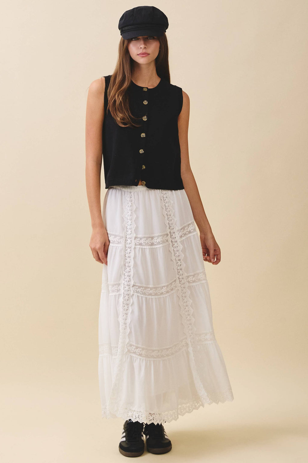 Button Front Knit Vest Top