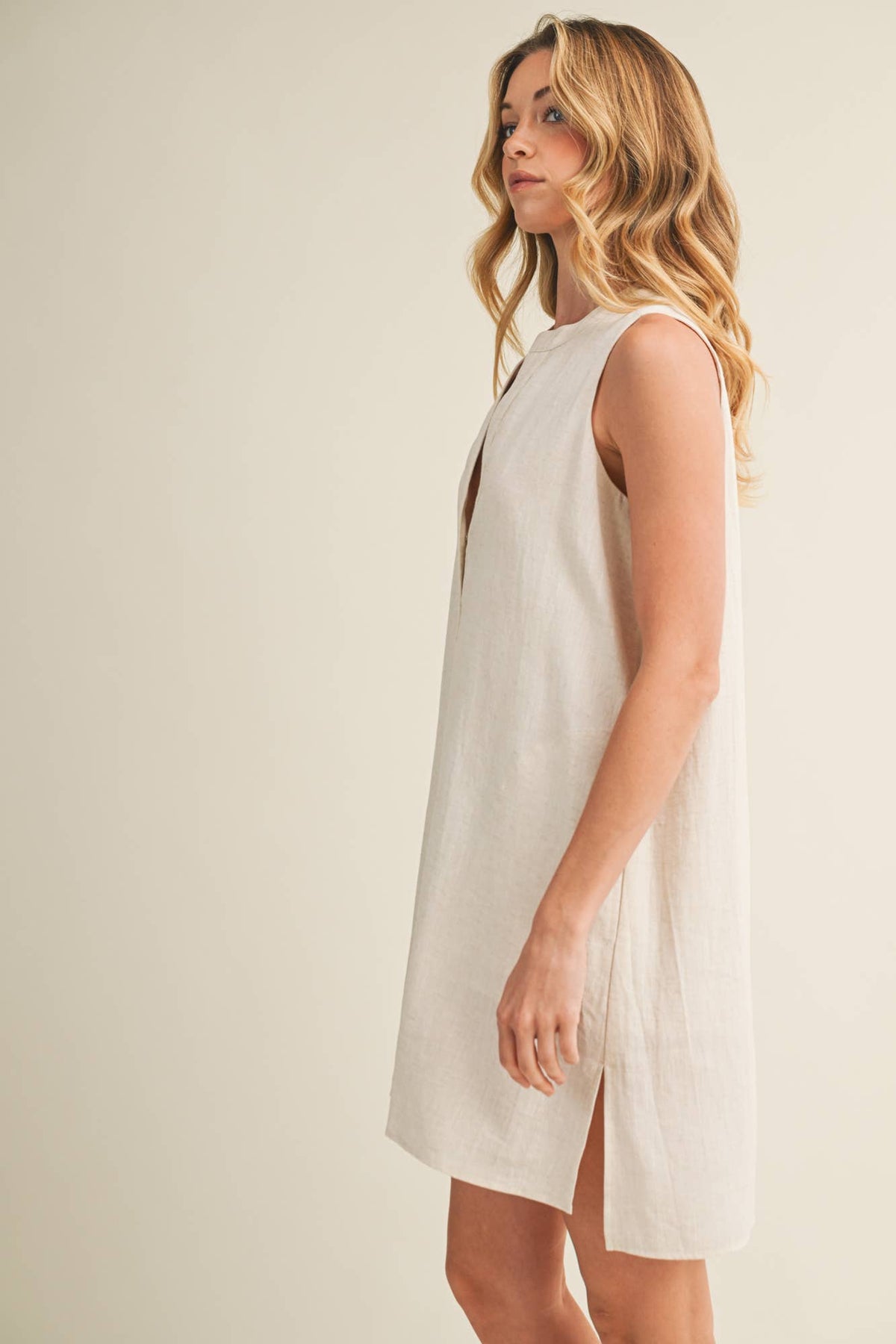 Sleeveless Stand Collar Shift Dress