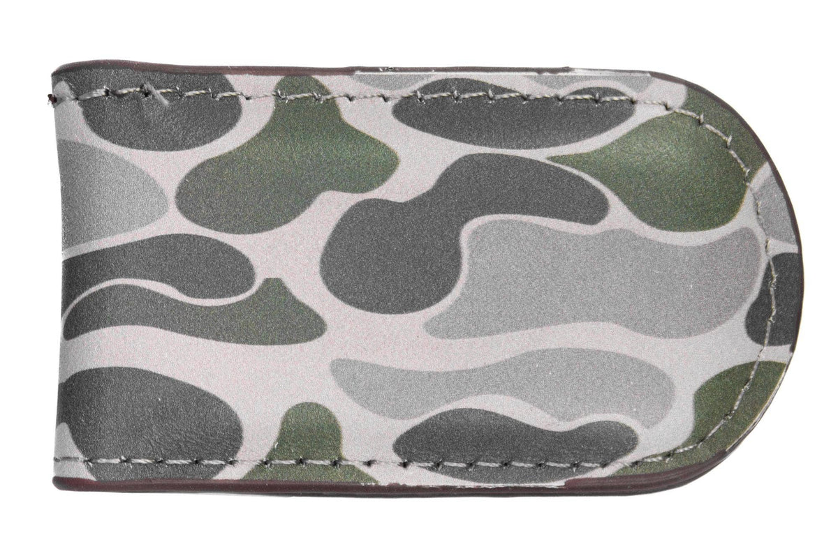 Mallard Men's Old School Camo Leather Money Clip.