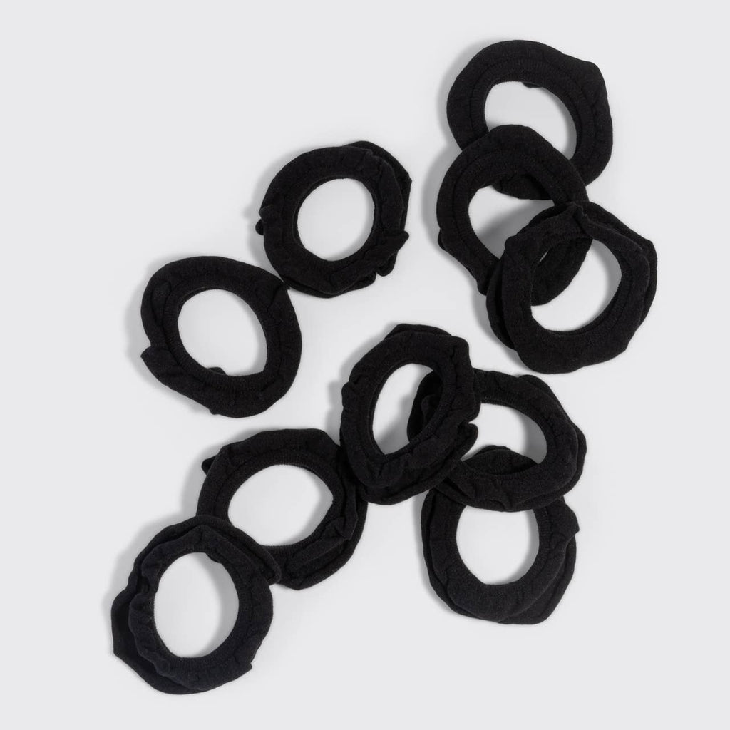 KITSCH Recycled Fabric Petal Hair Elastics 10pc Set - Black