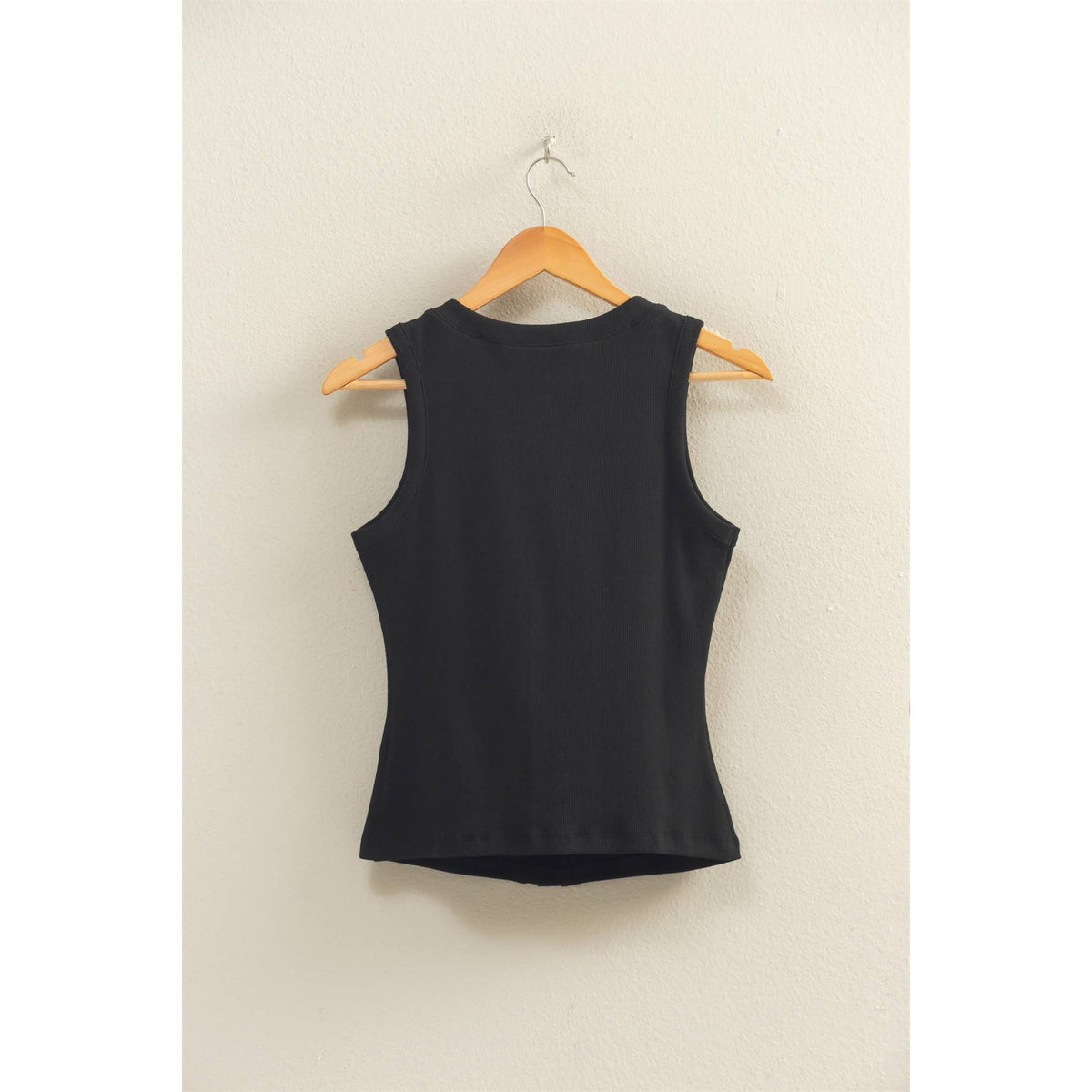 Ribbed Button Front Tank Top
