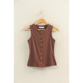 Ribbed Button Front Tank Top