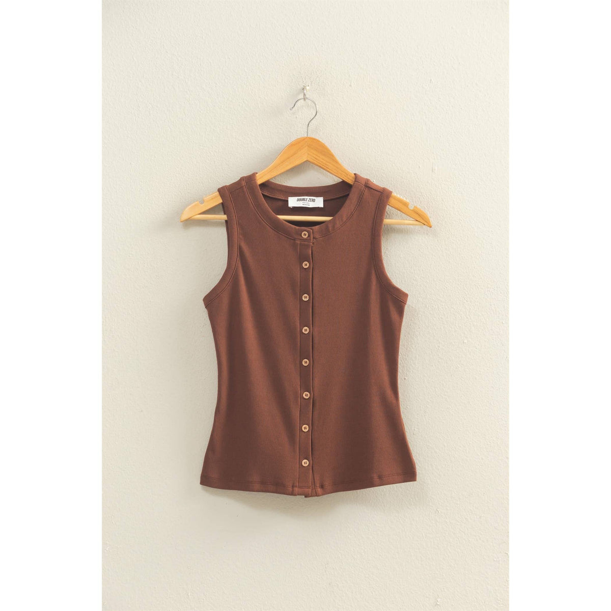 Ribbed Button Front Tank Top