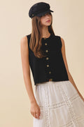 Button Front Knit Vest Top