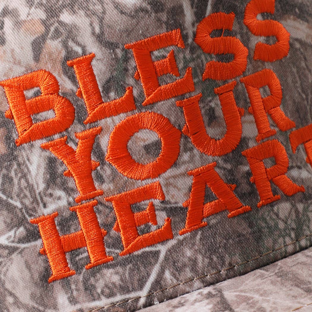 BLESS YOUR HEART Embroidery Camo Trucker Hat