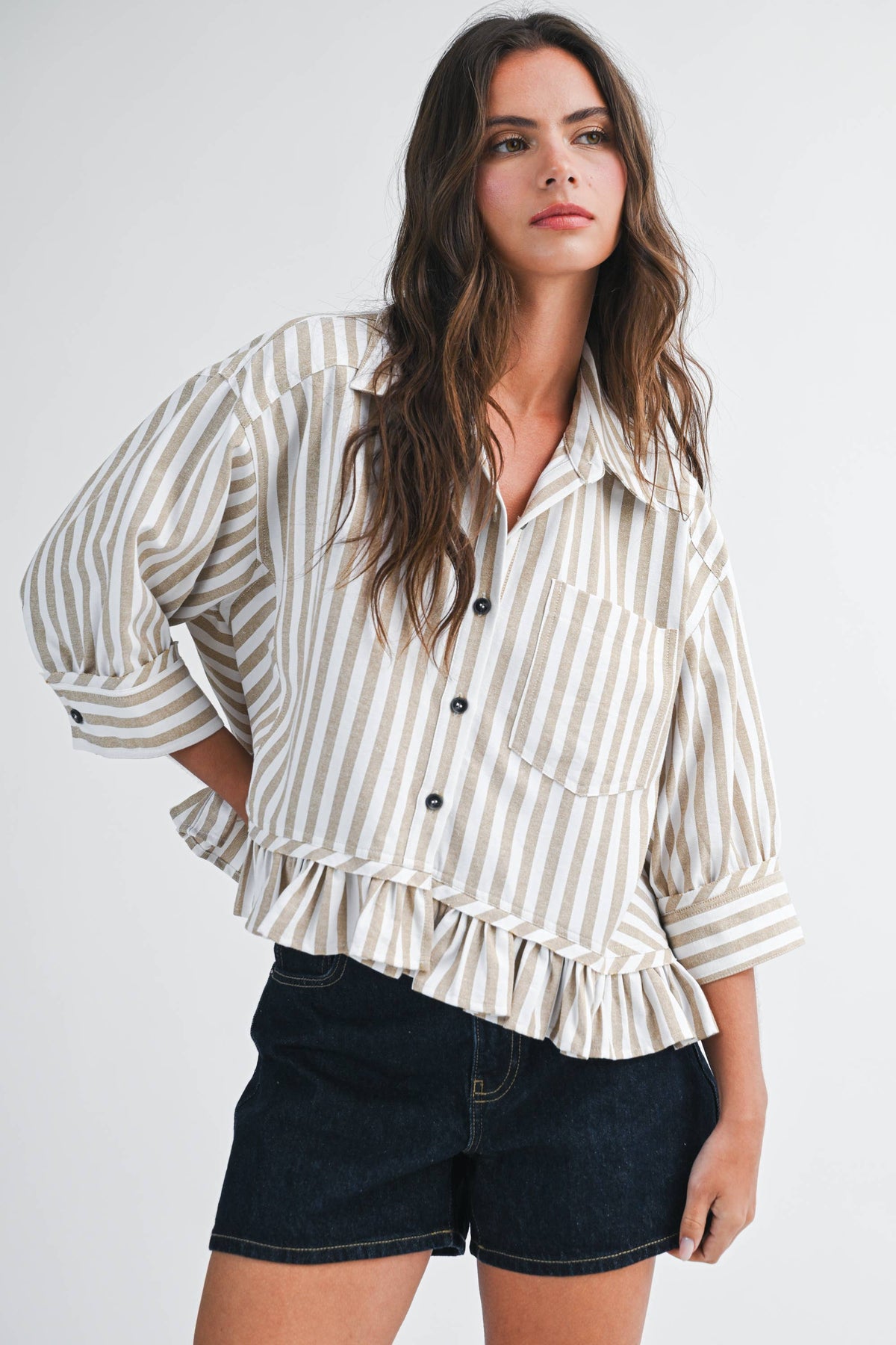 Ruffle Button Down Top