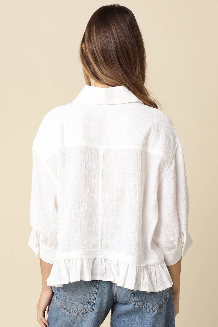 Kali Button Front Ruffle Hem Top