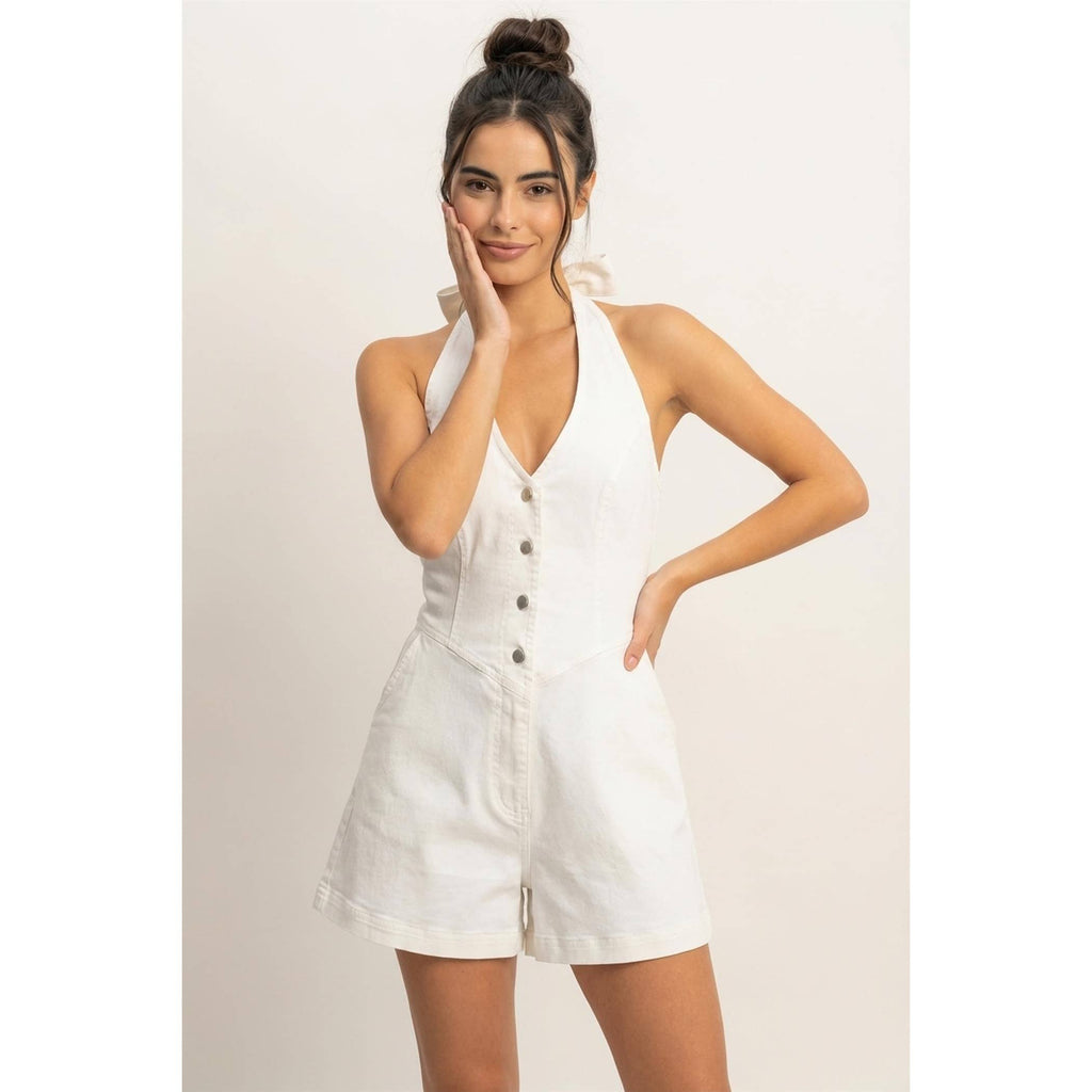 Denim Halter Romper