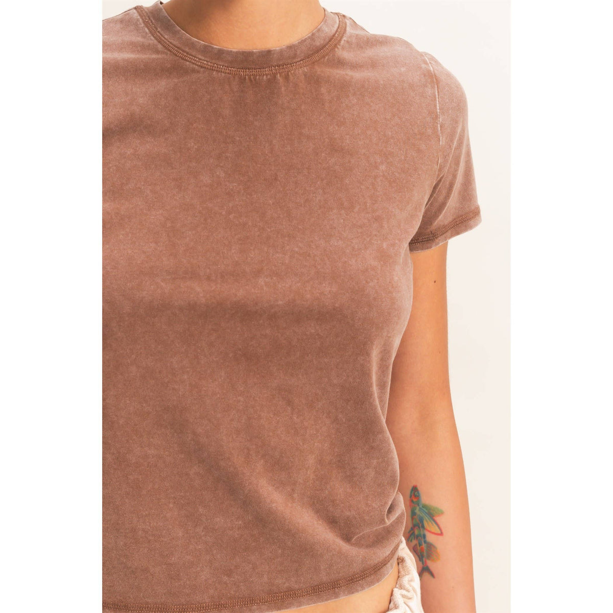 Mineral Washed Crew Neck Top