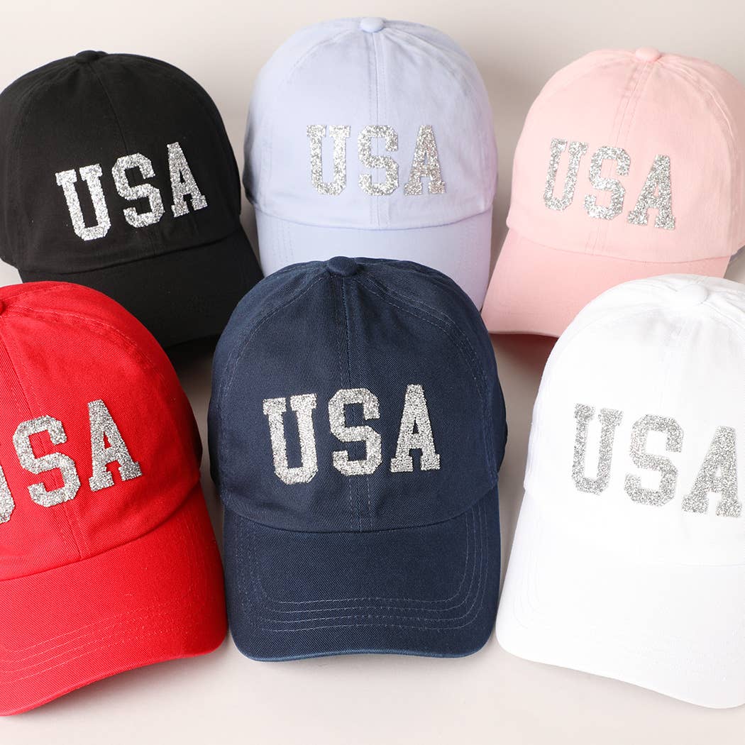 USA Letter Rhinestone Patch Baseball Cap
