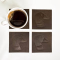 Duck Leather Embossed Coasters   Dark Brown   4x4