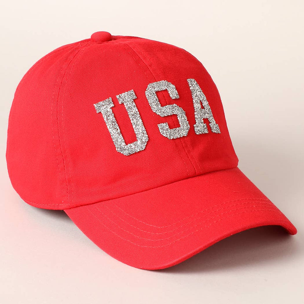 USA Letter Rhinestone Patch Baseball Cap