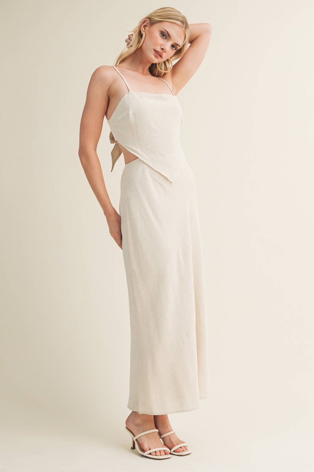 Square Neck Handkerchief Hem Top Dress