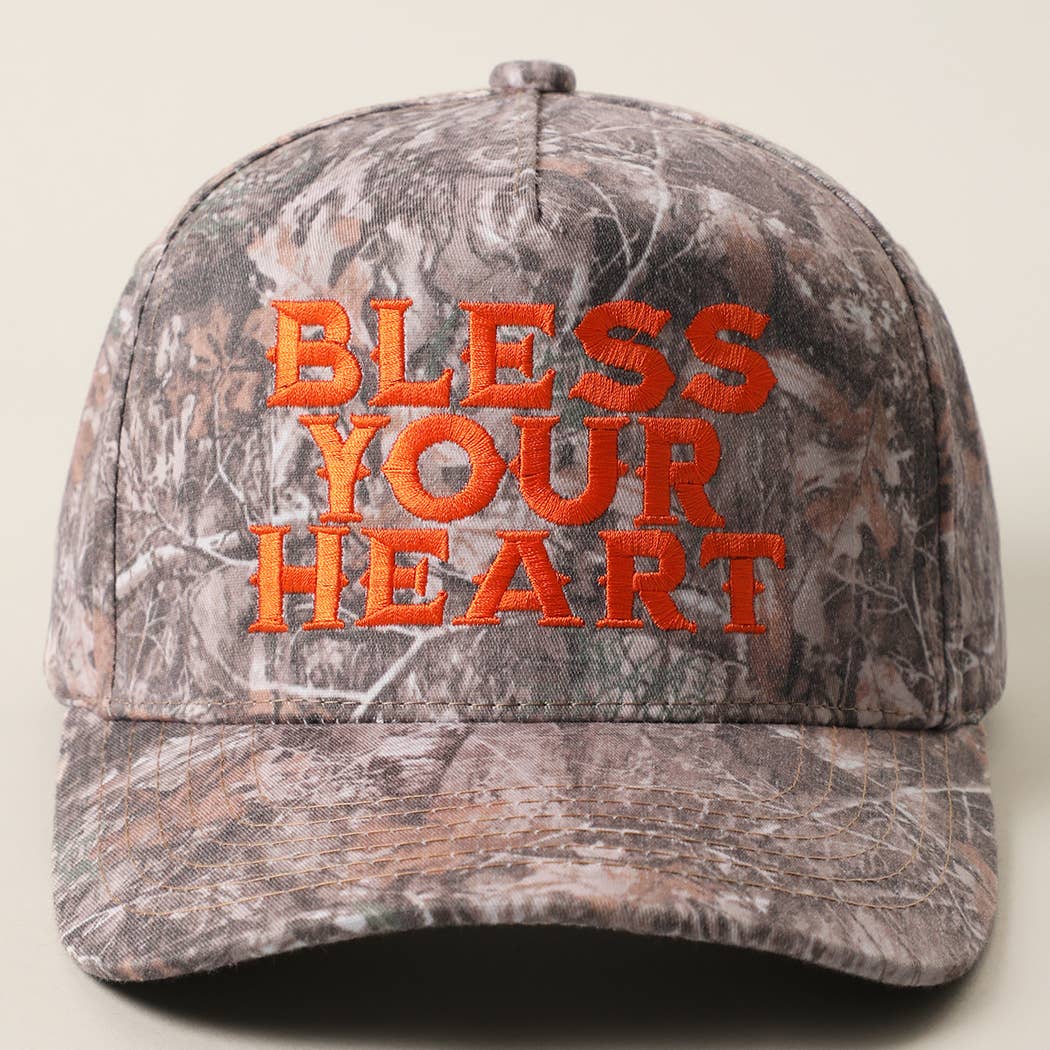 BLESS YOUR HEART Embroidery Camo Trucker Hat