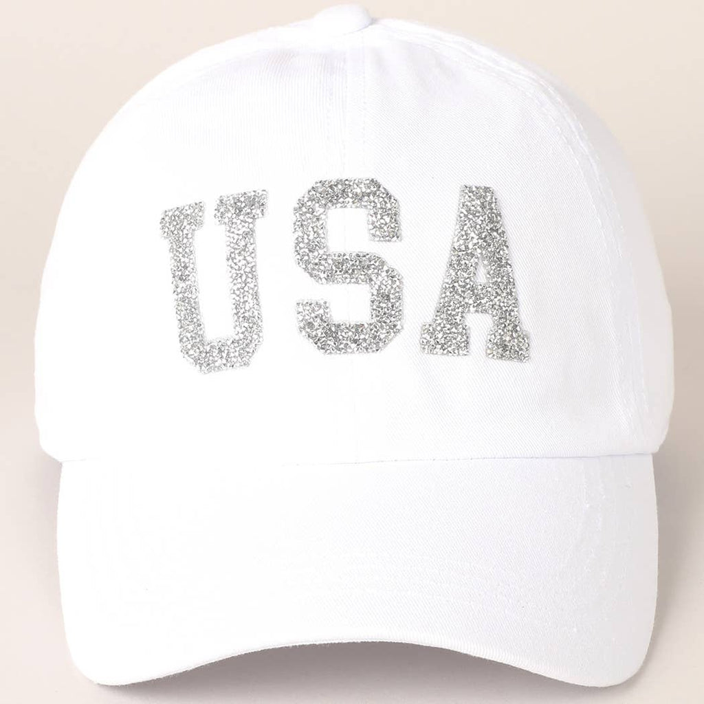 USA Letter Rhinestone Patch Baseball Cap