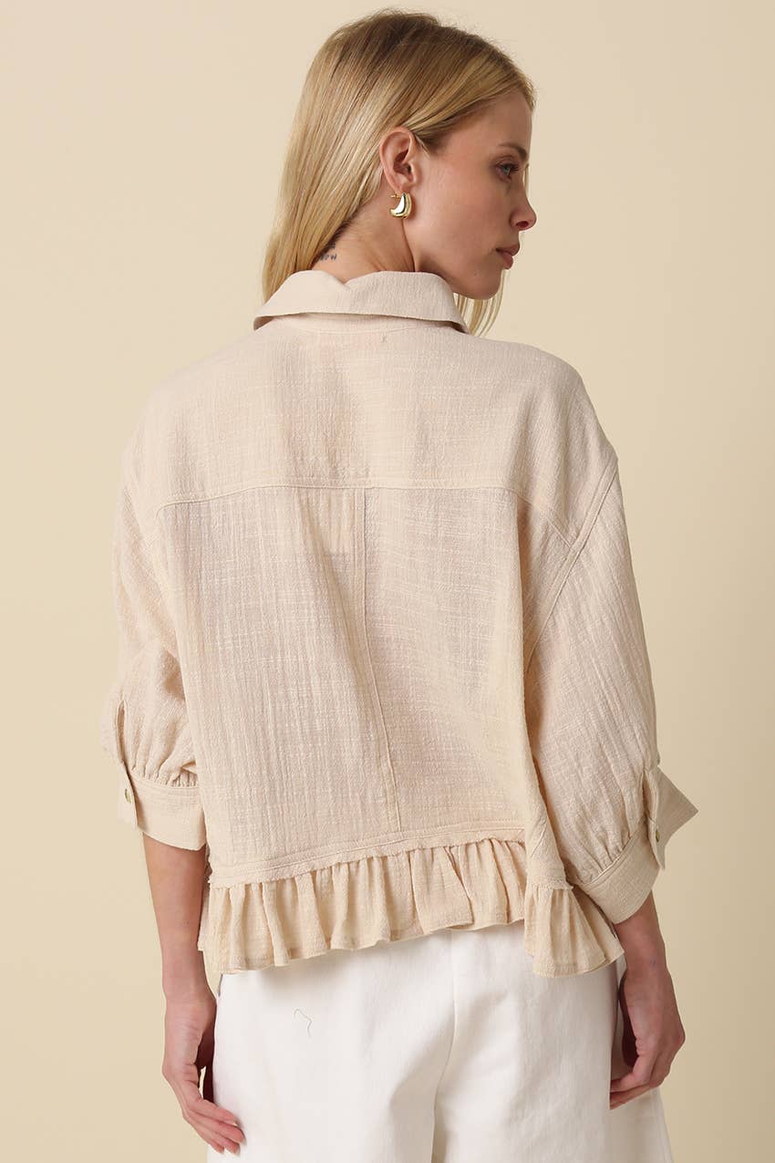 Kali Button Front Ruffle Hem Top