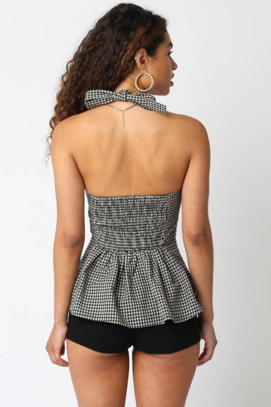 Briana Checkered Halter Top
