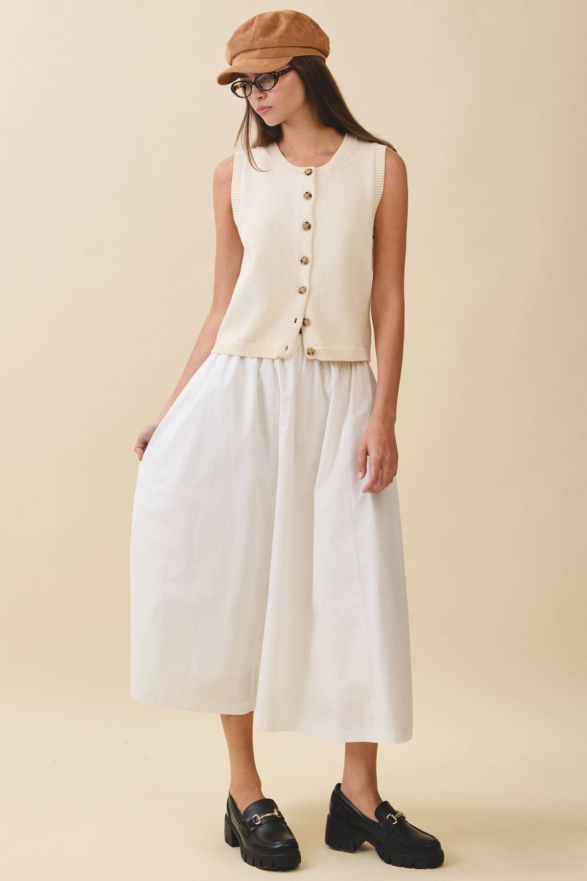 Button Front Knit Vest Top