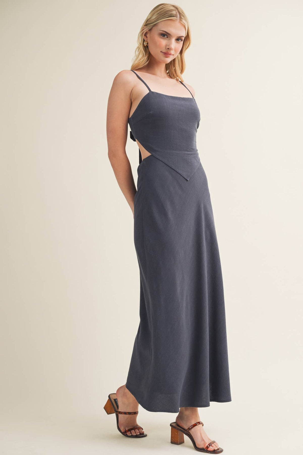 Square Neck Handkerchief Hem Top Dress