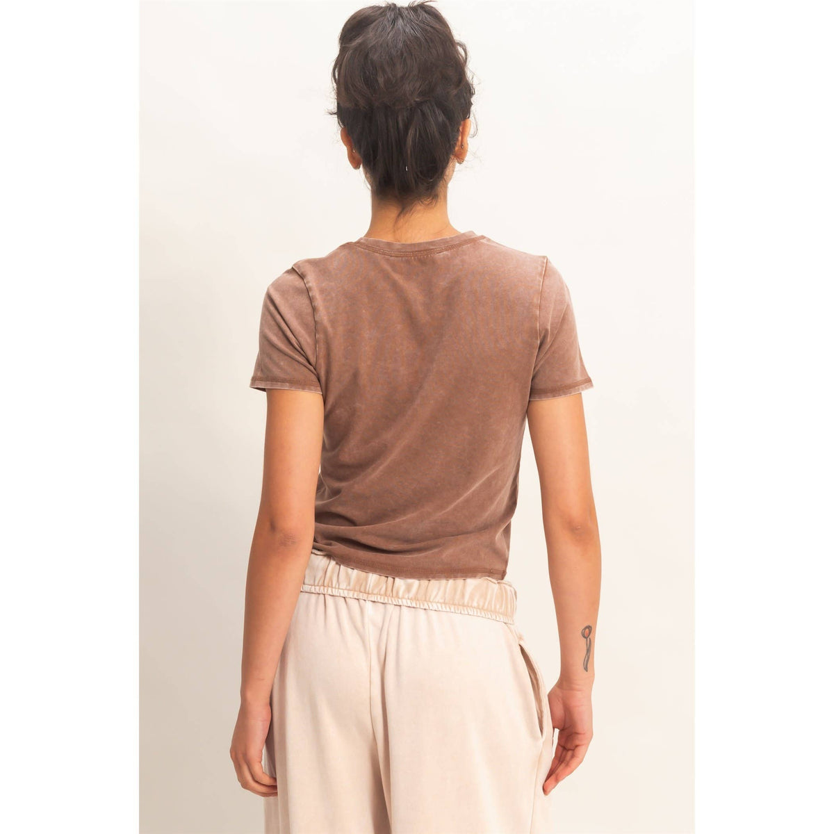 Mineral Washed Crew Neck Top