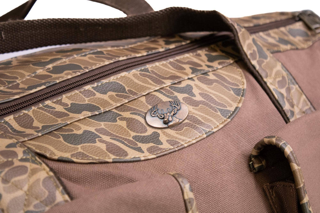 Buck Brown Waxed Canvas Old School Camo Weekender Bag.