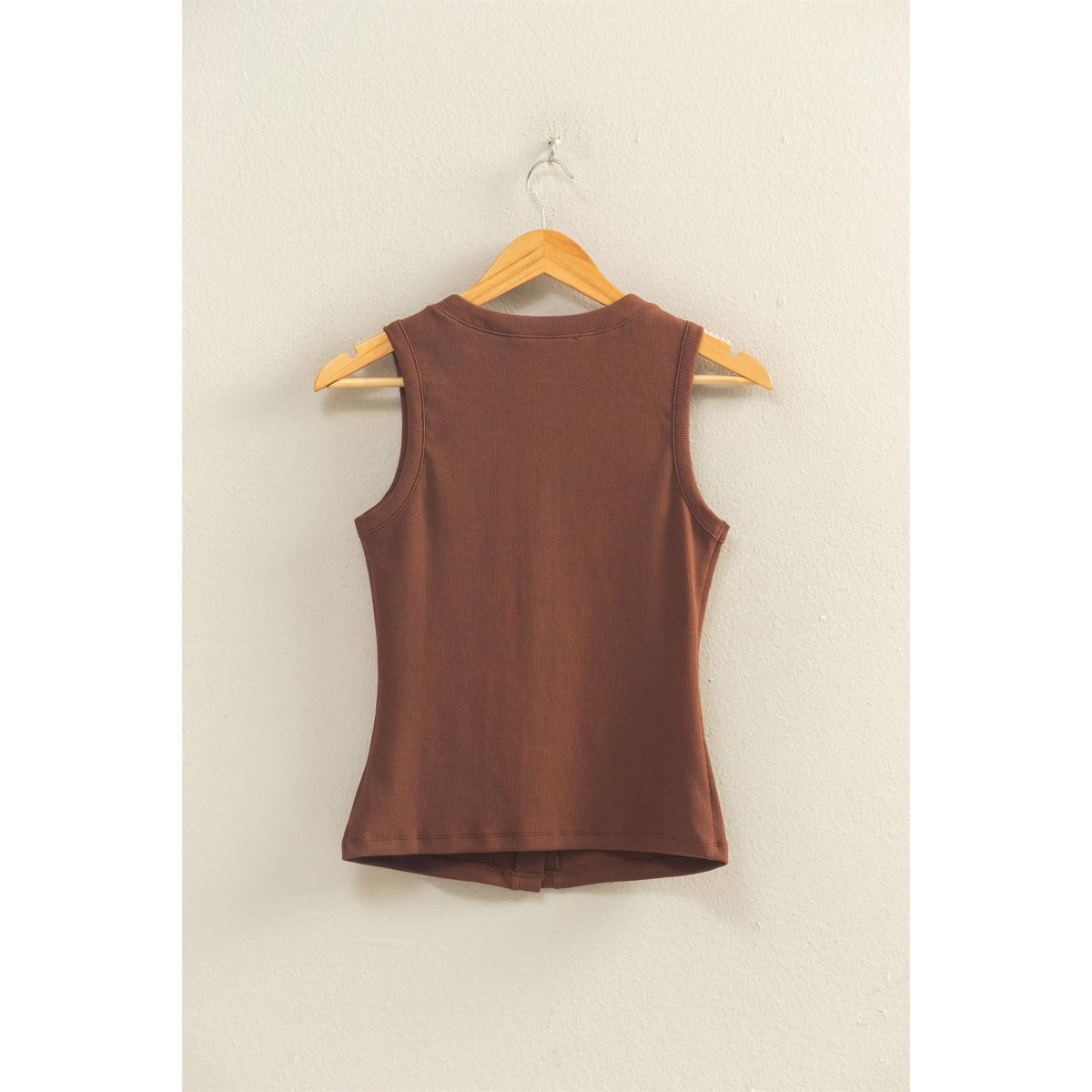 Ribbed Button Front Tank Top