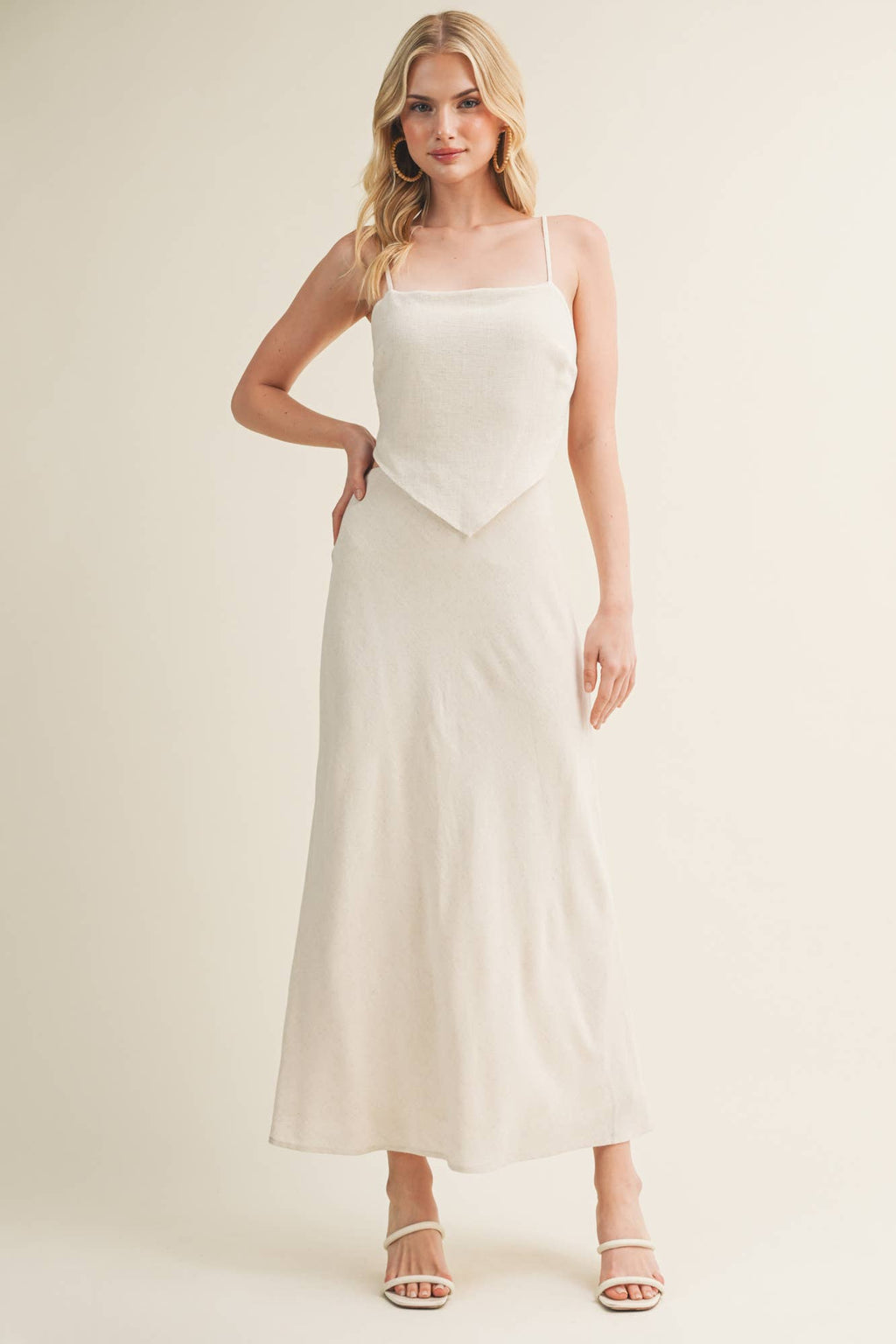 Square Neck Handkerchief Hem Top Dress