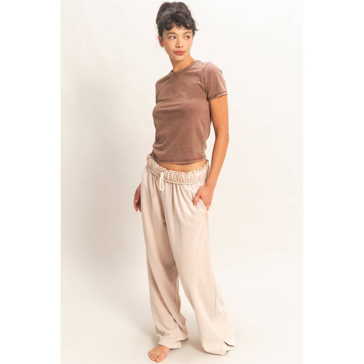 Mineral Washed Crew Neck Top
