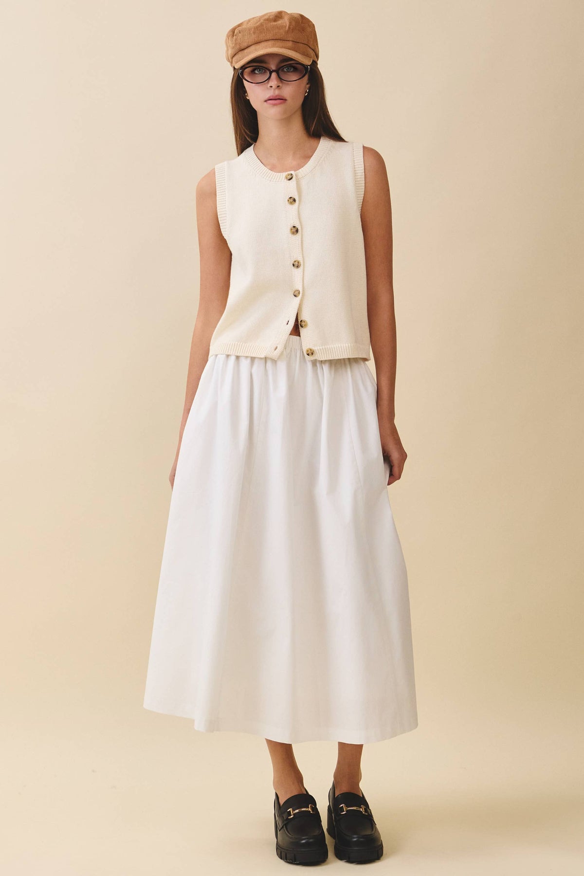 Button Front Knit Vest Top