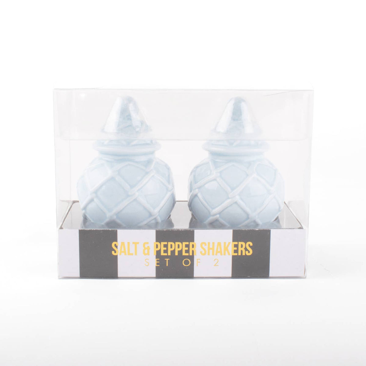 8 OAK LANE Light Blue Textured Jar Salt & Pepper Shaker Boxed Set