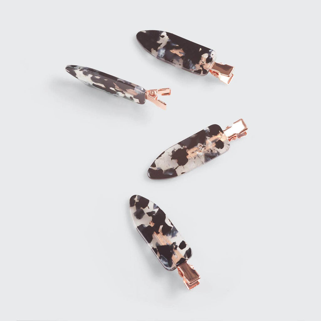 KITSCH Eco-Friendly Creaseless Clips 4pc Set - Black Terrazzo