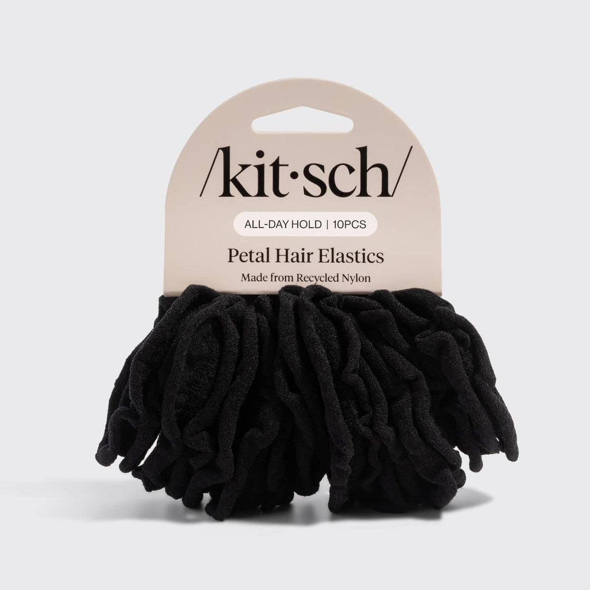KITSCH Recycled Fabric Petal Hair Elastics 10pc Set - Black