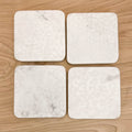 Leopard Etched Marble Coasters   White   4x4