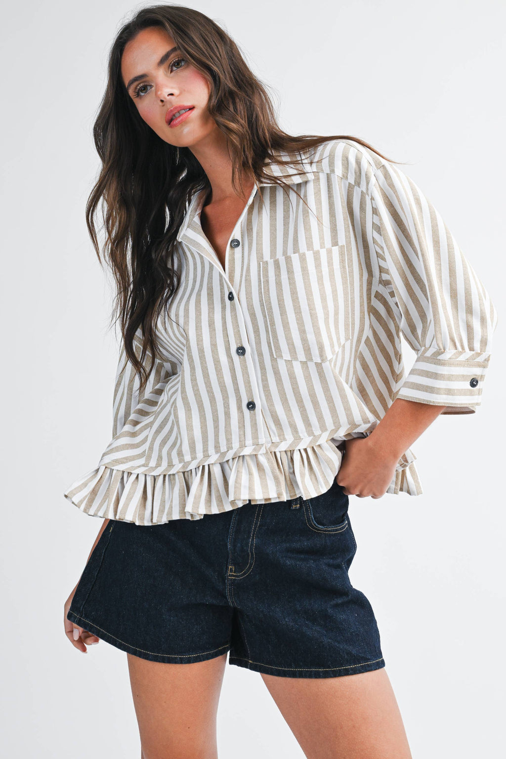 Ruffle Button Down Top