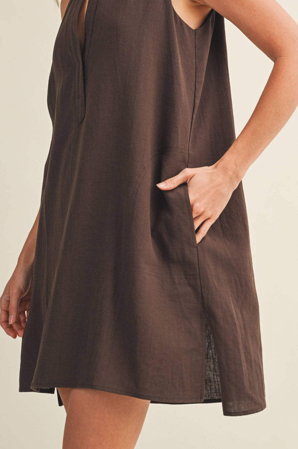 Sleeveless Stand Collar Shift Dress