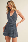Pinstripe Smocked Halter Top
