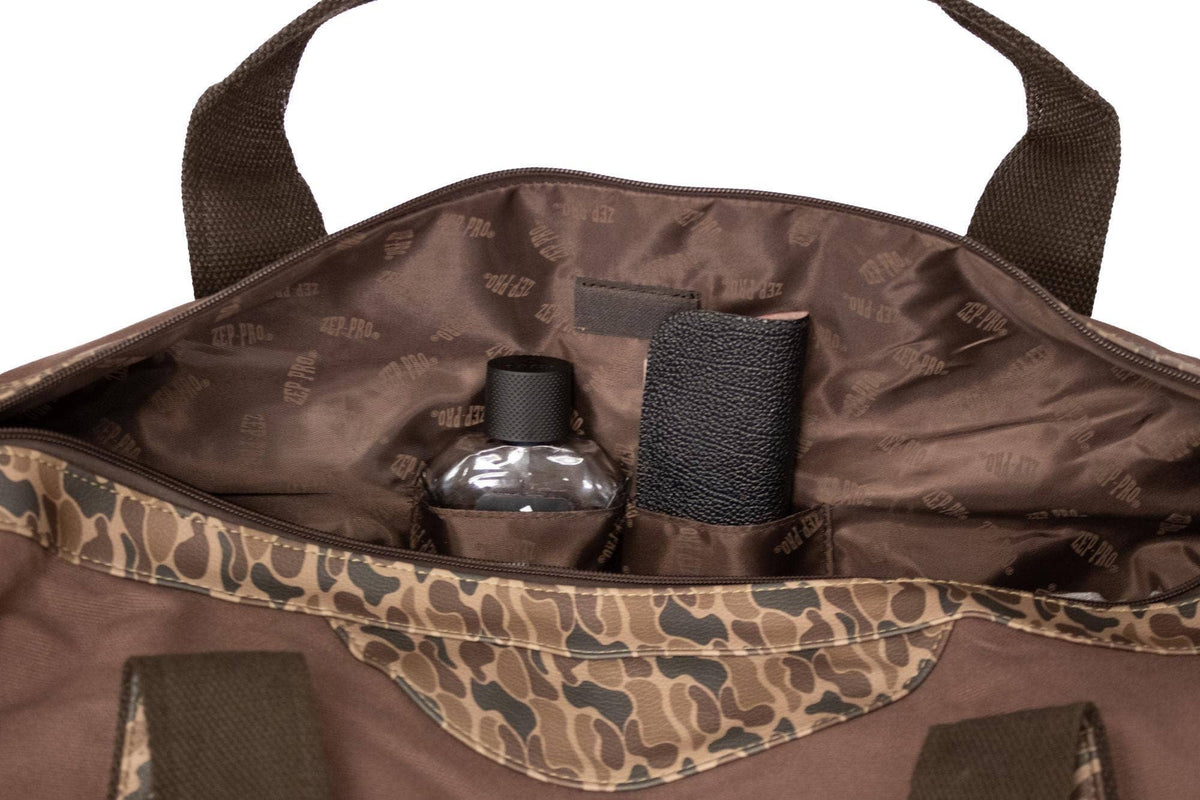 Buck Brown Waxed Canvas Old School Camo Weekender Bag.