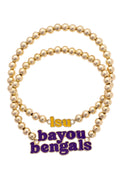 LSU Tigers Slogan Ball Bead Bracelet Set of 2