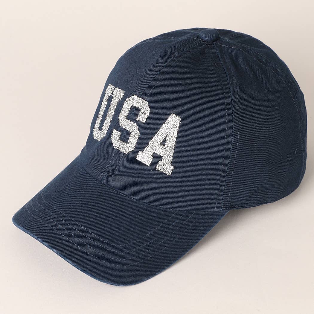 USA Letter Rhinestone Patch Baseball Cap