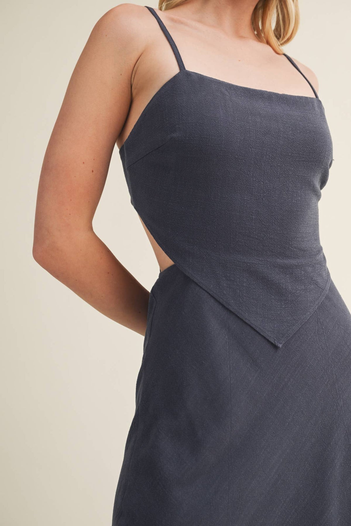 Square Neck Handkerchief Hem Top Dress