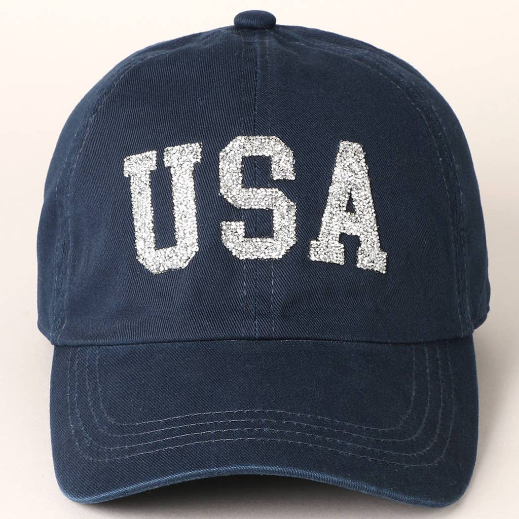 USA Letter Rhinestone Patch Baseball Cap