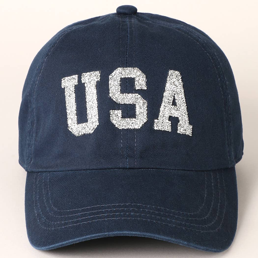 USA Letter Rhinestone Patch Baseball Cap
