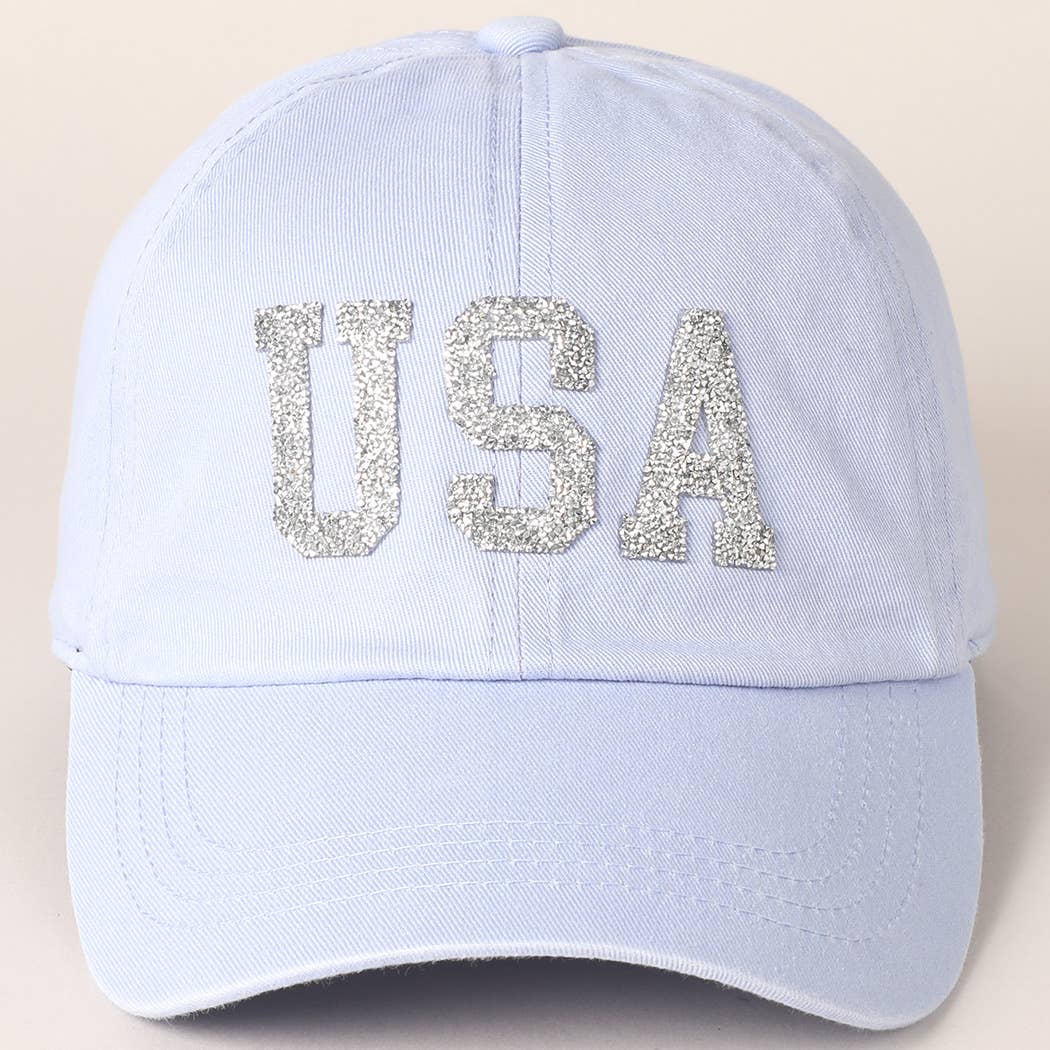 USA Letter Rhinestone Patch Baseball Cap
