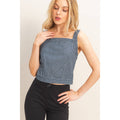 Square Neck Denim Back Tie Tank Top