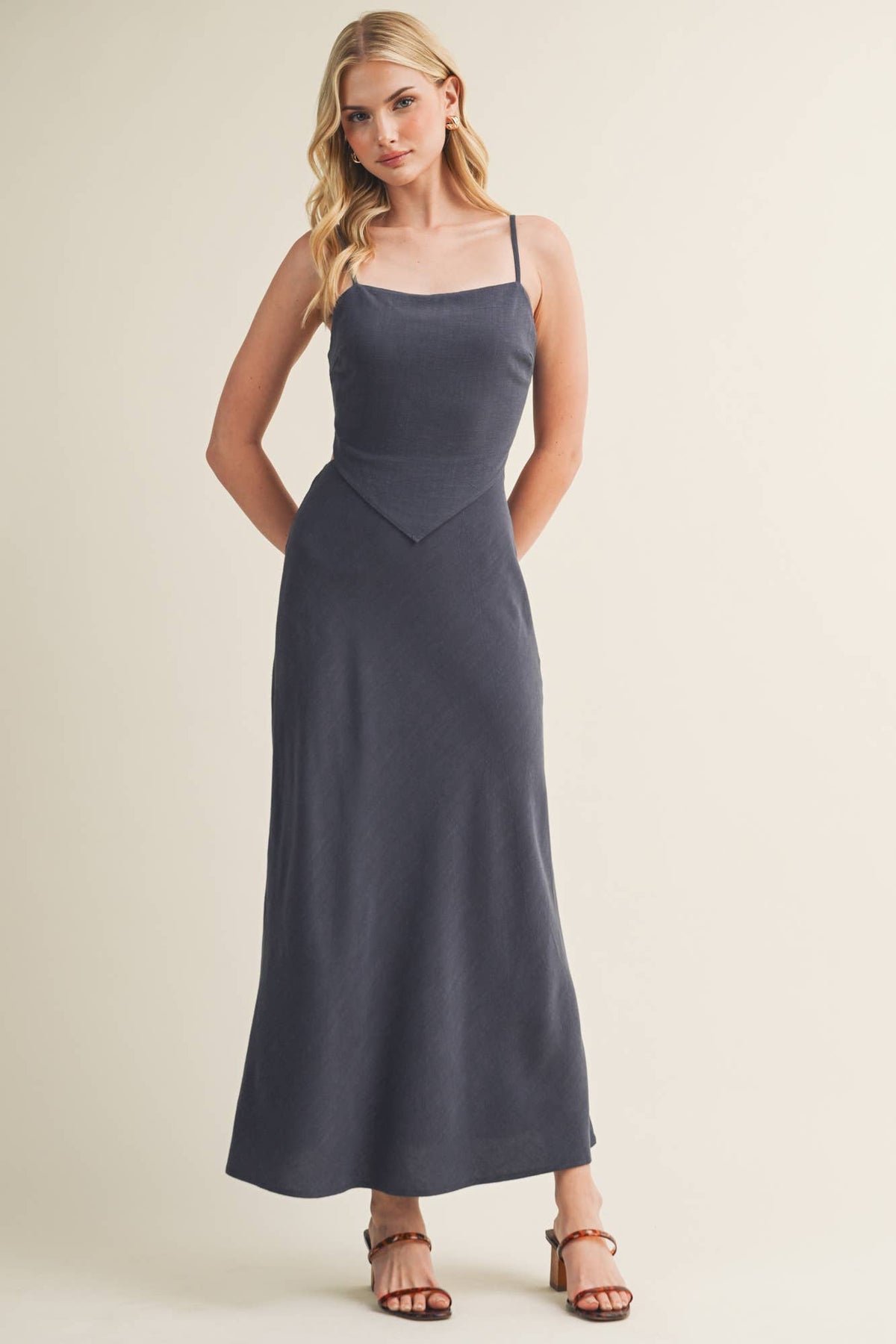 Square Neck Handkerchief Hem Top Dress