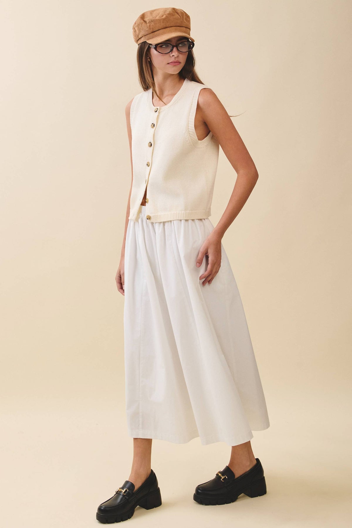Button Front Knit Vest Top