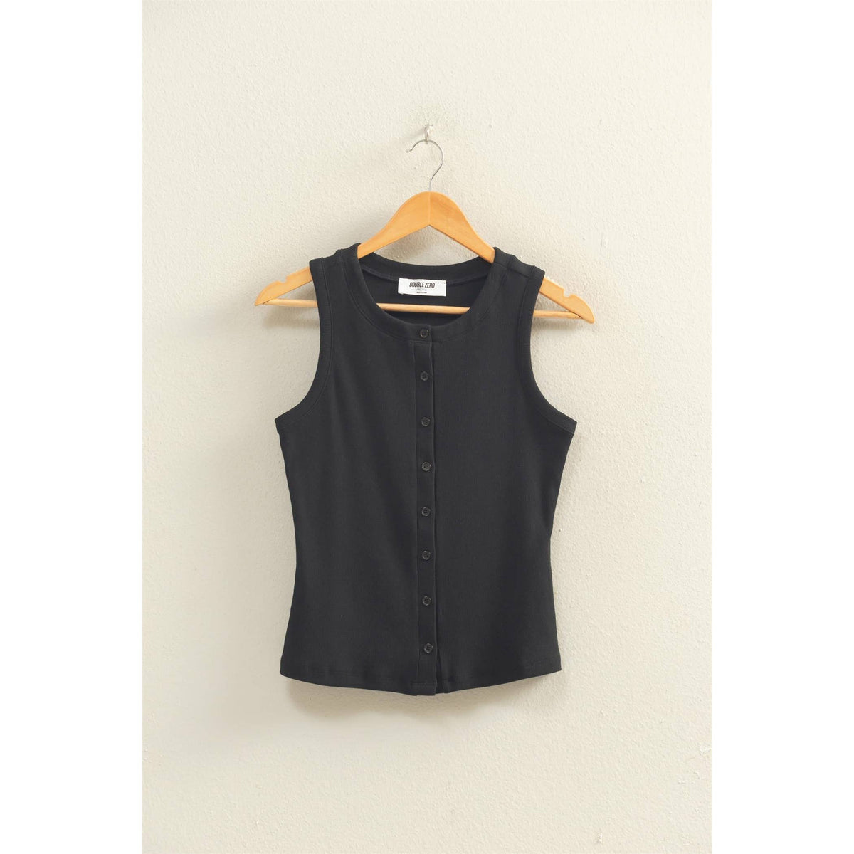 Ribbed Button Front Tank Top